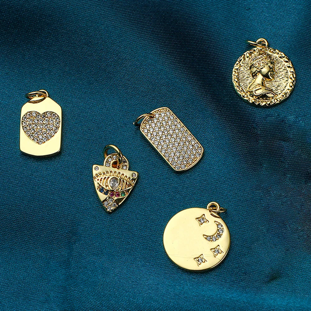 Gold Color Heart, Eye & Star Charms for Jewelry Making – DIY Angel Evil Eye Pendants for Earrings & Necklaces