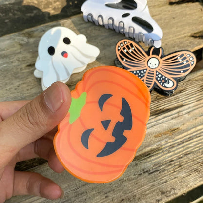 AENSOA Halloween Hairpin | Pumpkin, Skull, Butterfly & Ghost Acrylic Shark Clip for Women