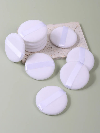 2/5/10/20PCS White Round Powder Puffs – Portable High-Grade Makeup Applicators for Base & Setting