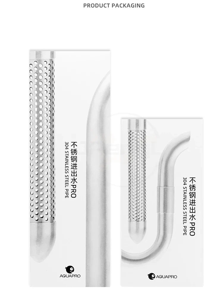 AQUAPRO Mini Stainless Steel Skimmer – Inlet & Outlet Pipes for Aquarium Fish Tanks, Filtro Accessories