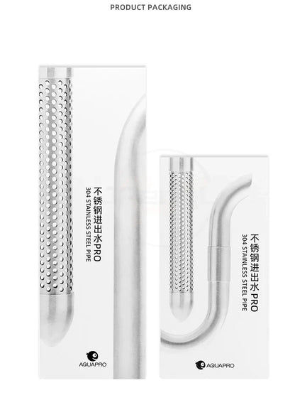 AQUAPRO Mini Stainless Steel Skimmer – Inlet & Outlet Pipes for Aquarium Fish Tanks, Filtro Accessories