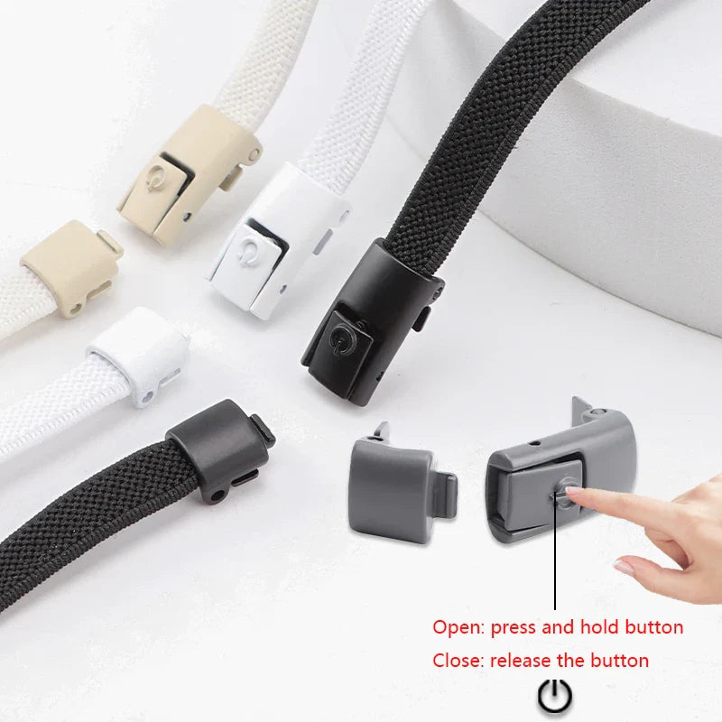 No Tie Shoelaces: Press Lock Elastic Laces for Sneakers Kids Adults, 8MM Widened Flat Shoelaces for Shoes