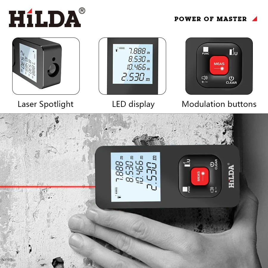 HILDA Laser Distance Rangefinder – 50M/100M/120M Professional Laser Measuring Tool