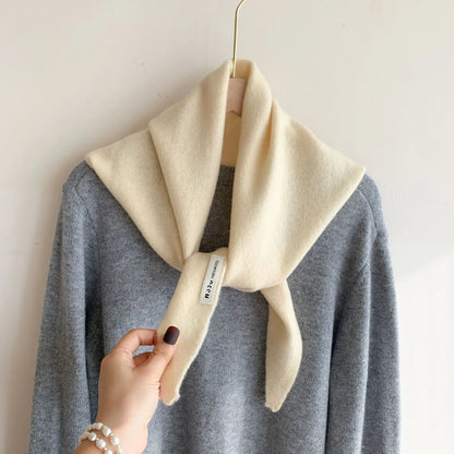 Women’s Wool Triangle Scarf – British Korean Knitted Headscarf & Warm Multi-Functional Wrap