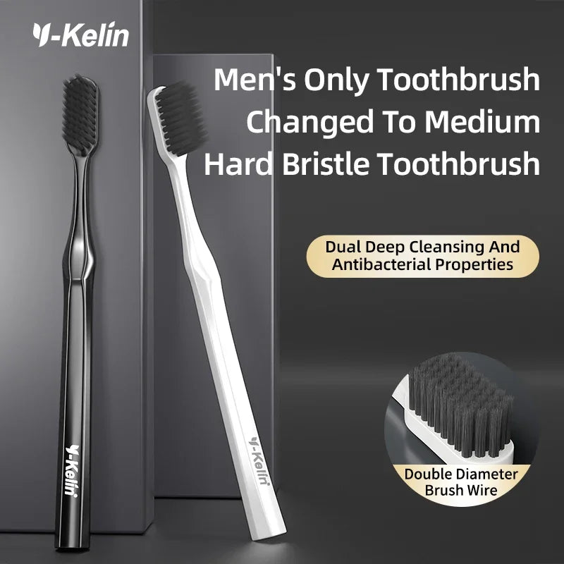 Y-Kelin Extra Hard Bristle Toothbrush Set – Small & Medium Brushes for Men, Household Oral Care