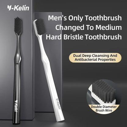 Y-Kelin Extra Hard Bristle Toothbrush Set – Small & Medium Brushes for Men, Household Oral Care