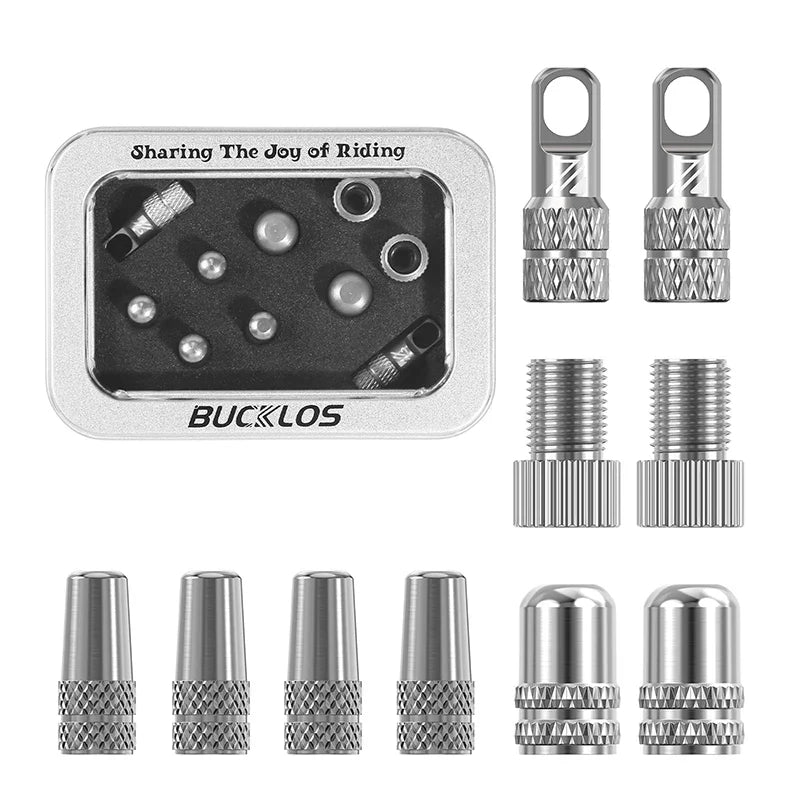 BUCKLOS F/V to A/V Valve Adapter – Aluminum Alloy Presta to Schrader Converter with Durable Bicycle Valve Cap