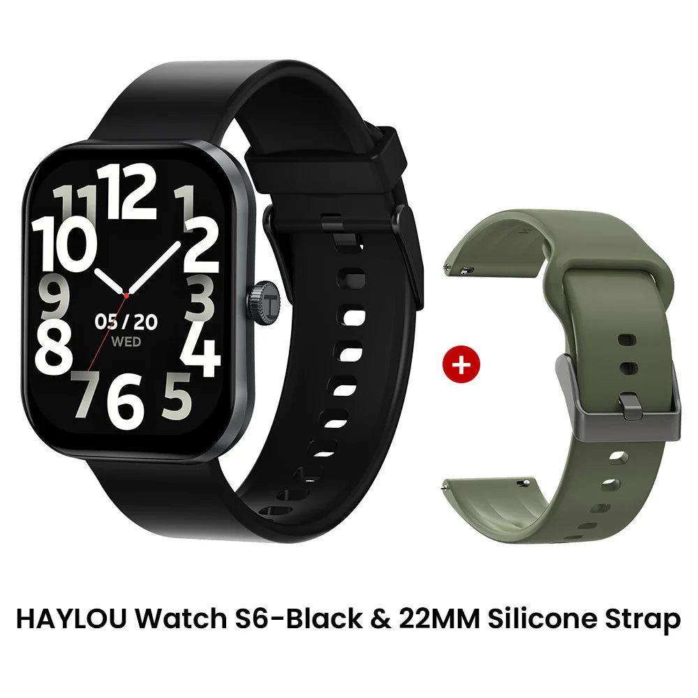 HAYLOU Watch S6 Smartwatch — 2.01" HD Display, Bluetooth Voice Calls, IP68 Waterproof Fitness Tracker
