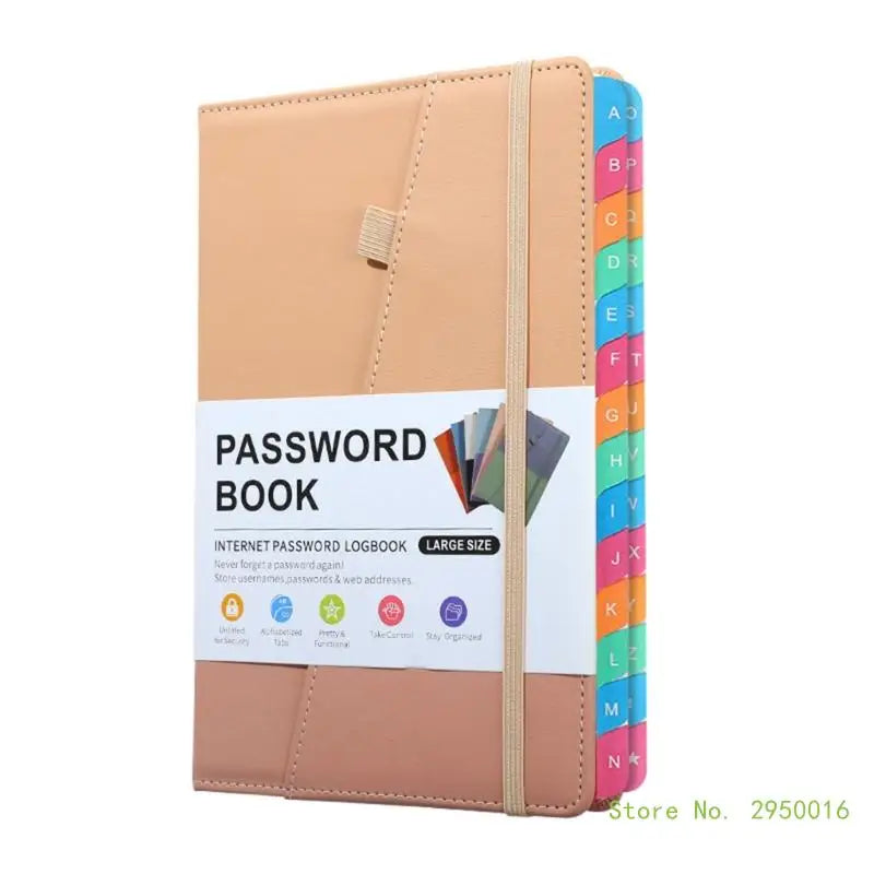 A5 PU Hardcover Password Book with Alphabetical Tabs – Password Keeper Notebook for Internet Login Storage