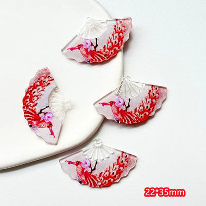2024 90pcs Cartoon Fan-Shaped Acrylic Beads – Colorful DIY Jewelry, Hair & Clothing Craft Accessories