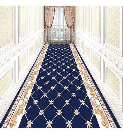 Luxury Chinese Classical Corridor Rug – Crystal Velvet Washable Carpet for Villa, Hotel & Hallway