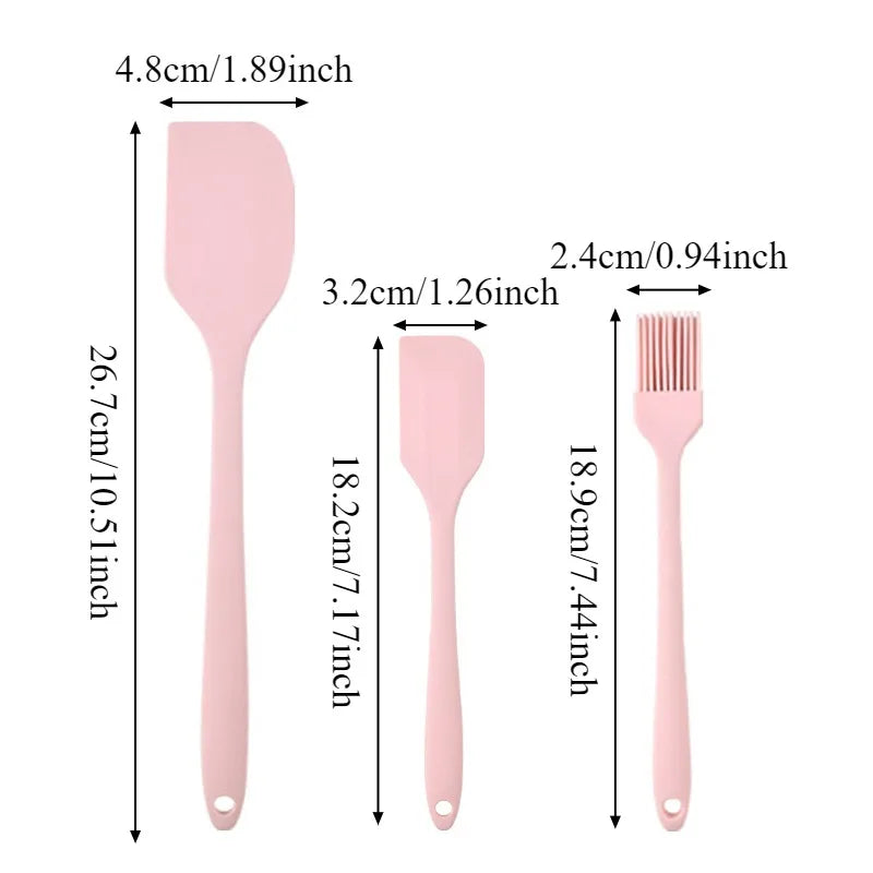 3-Piece Silicone Spatula Set – Non-Stick Kitchen Baking Tools for Cakes, Bread & Jam