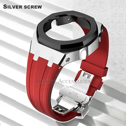 GEN4 Casioak GA2100 Mod Kit – Stainless Steel Case, Bezel, and Rubber Strap Replacement for G-SHOCK GA2100/GA2110