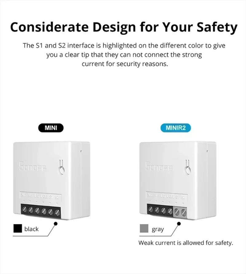 Sonoff Mini R2 WiFi Smart Switch - Remote Control, 2-Way Timer, Wireless DIY Switch with eWeLink App