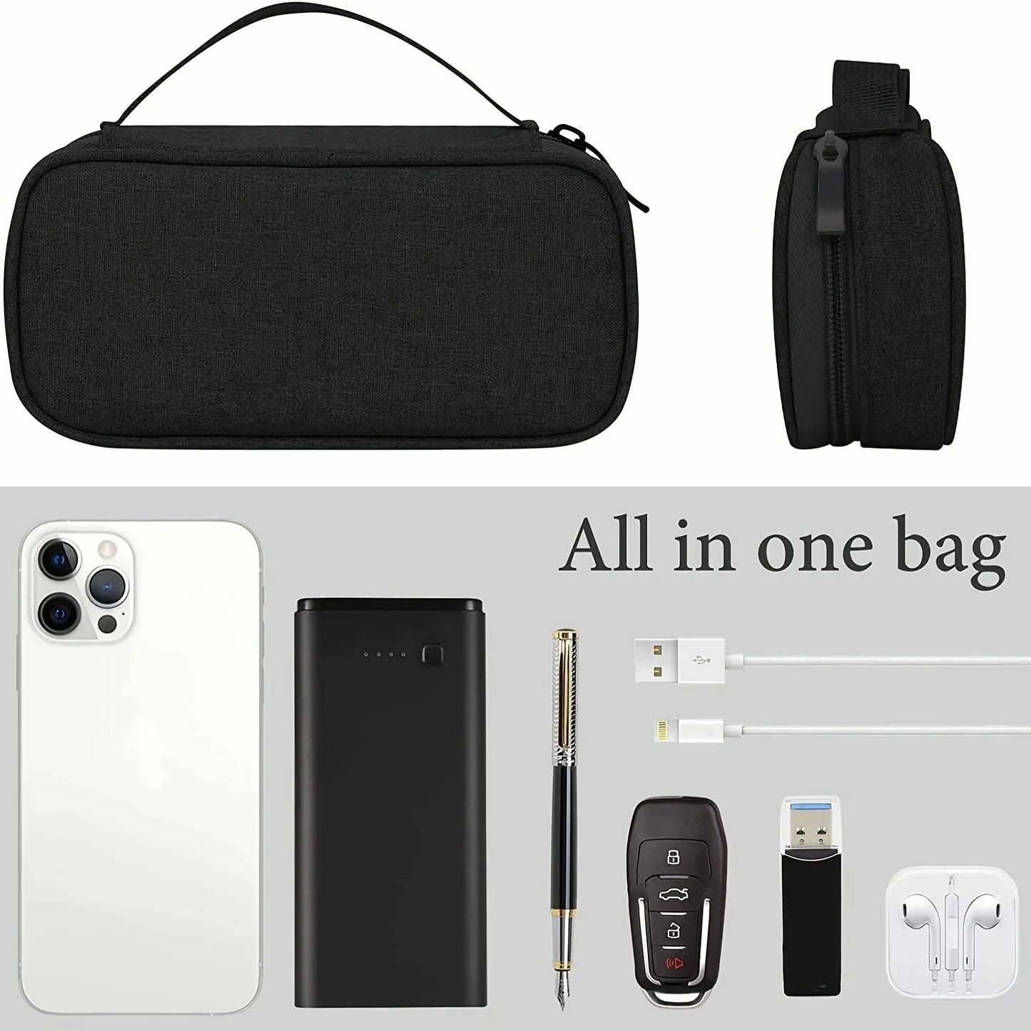 Portable Travel Cable Organizer Bag – Multifunctional Zipper Case for USB Gadgets, Chargers & Accessories