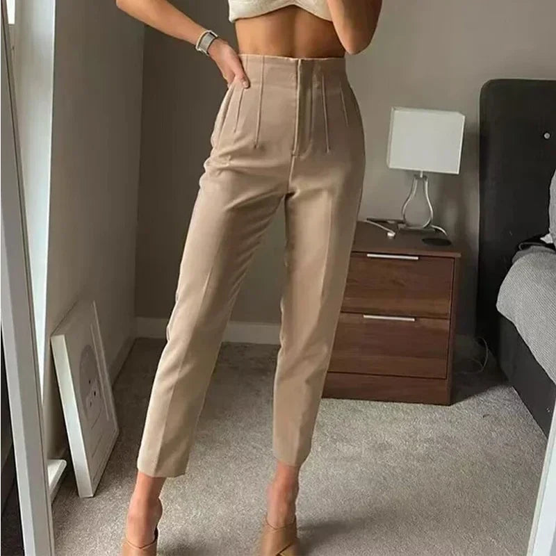 Women High Waist Office Pants - Fashion Formal Pencil Trousers for Workwear Business & Casual Outfits