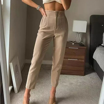 Women High Waist Office Pants - Fashion Formal Pencil Trousers for Workwear Business & Casual Outfits