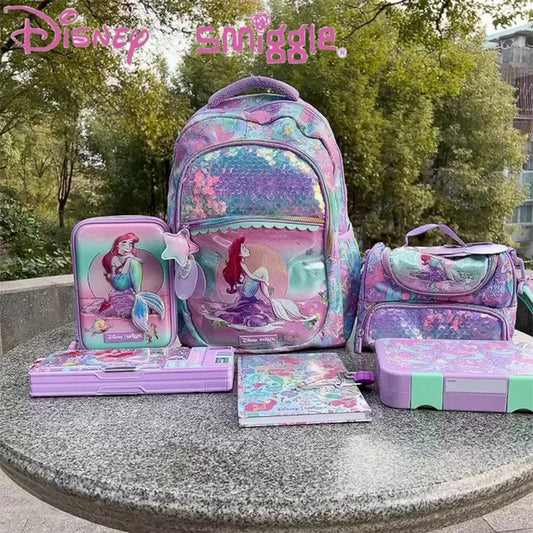 Genuine Disney Australia Smiggle Mermaid School Bag - Includes Pen Case, Lunch Bag, and Backpack, Ideal Gift for Children