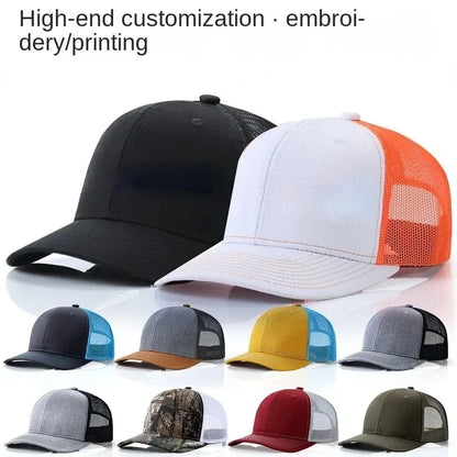 Custom Logo Snapback Hat - Embroidered Mesh Sports Cap for Men & Women, Adjustable Baseball Cap