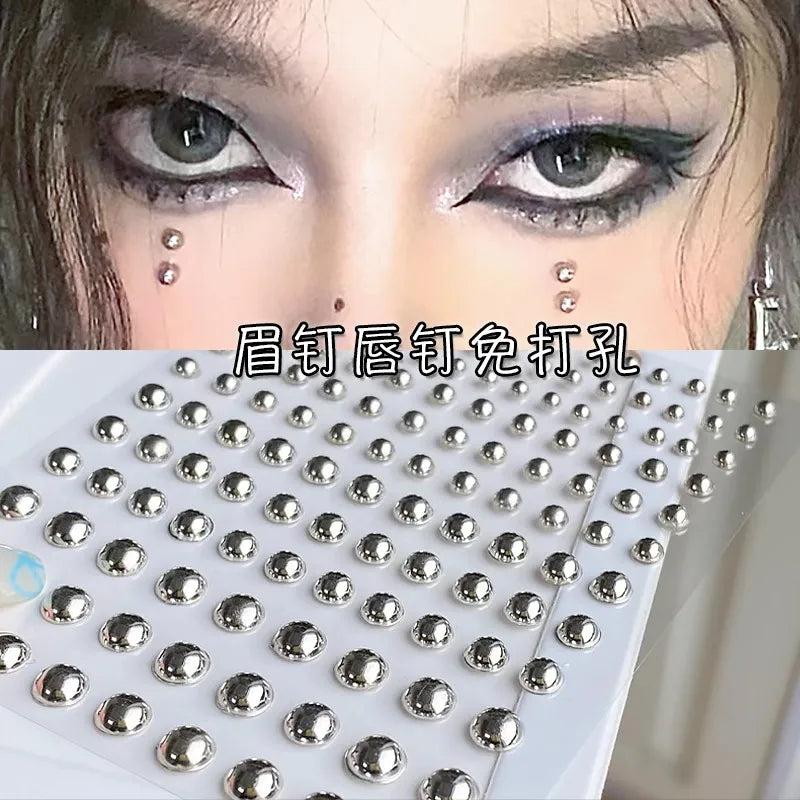 180PCS Non-Piercing Body Jewelry Stickers – Waterproof Self-Adhesive Fake Lip, Nose, Eyebrow & Belly Button Nails