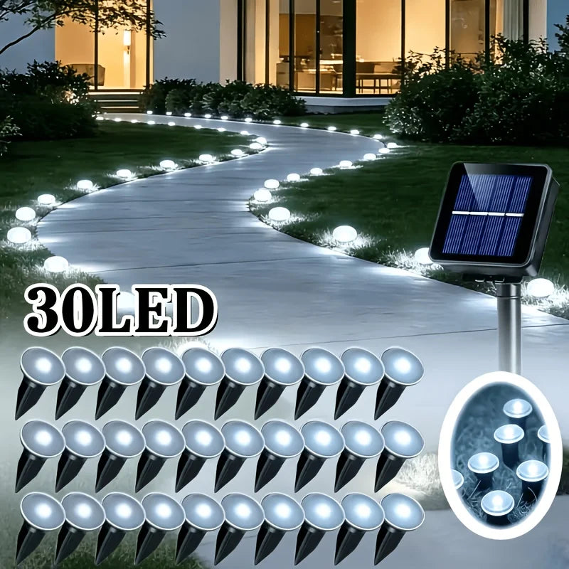 30 LED Solar Path Lights - IP54 Waterproof Multicolor Outdoor Marker Lights for Garden, Walkway & Patio Decor