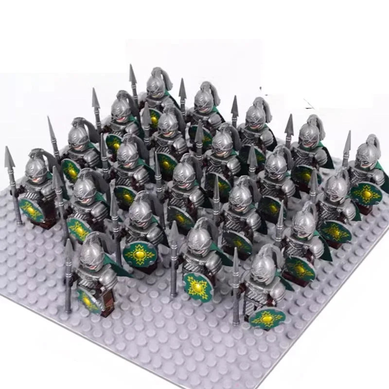 21PCS Medieval Fantasy Warrior Figures – Dwarf, Elf, Knight & Orc Building Brick Toys