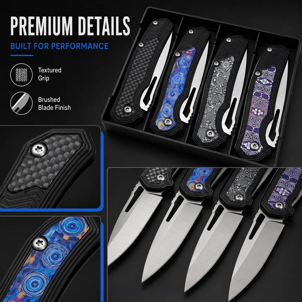 4-Pack Folding Pocket Knife Set - Stainless Steel EDC Knives with Clips for Outdoor Use