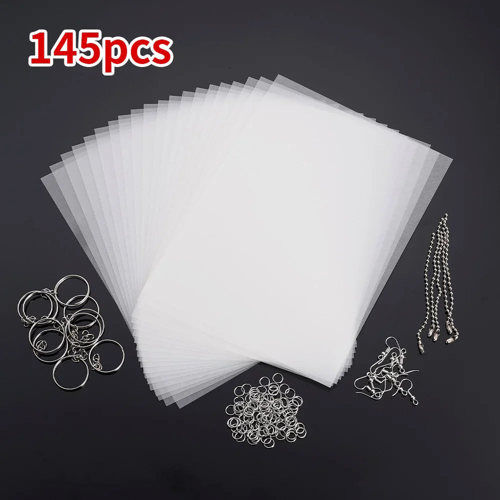 Heat Shrink Plastic Sheets Set – DIY Shrinky Art Film for Keychains, Ornaments & Scrapbooking Crafts