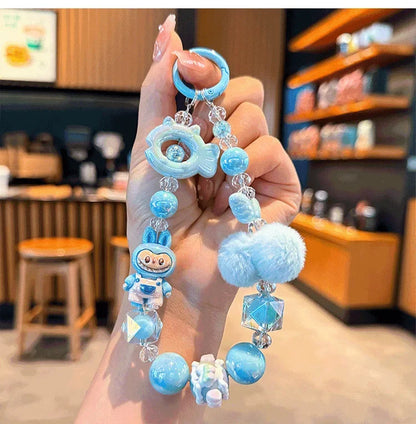 New Rabbit Hairball Beaded Mobile Phone Chain — Cute Cartoon Lanyard & Bag Pendant, Popular Gift Phone Charm for Girls