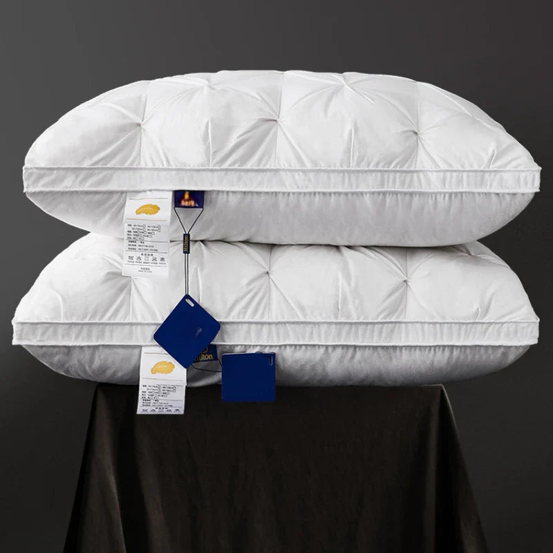95% Goose Down Pillow – White Cotton Cover, Rectangle, Low-Mid-High Firmness for 5-Star Hotel Sleep