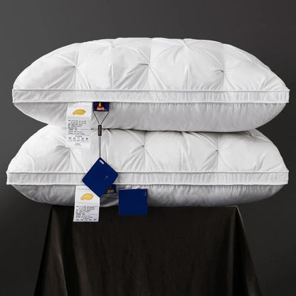 95% Goose Down Pillow – White Cotton Cover, Rectangle, Low-Mid-High Firmness for 5-Star Hotel Sleep