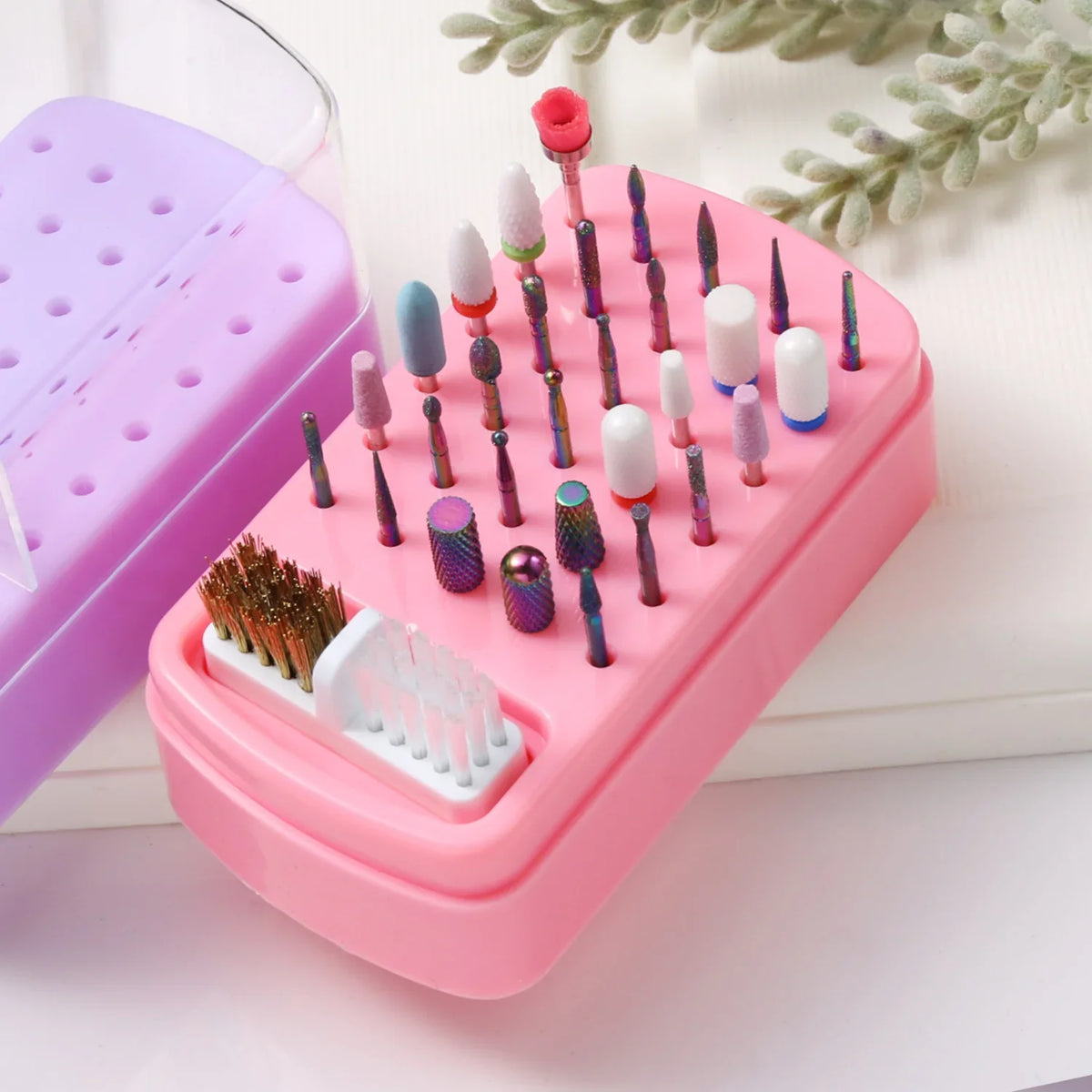 Nail Drill Bit Organizer Box - 30-Slot Acrylic Dustproof Storage Case for Nail Art Supplies