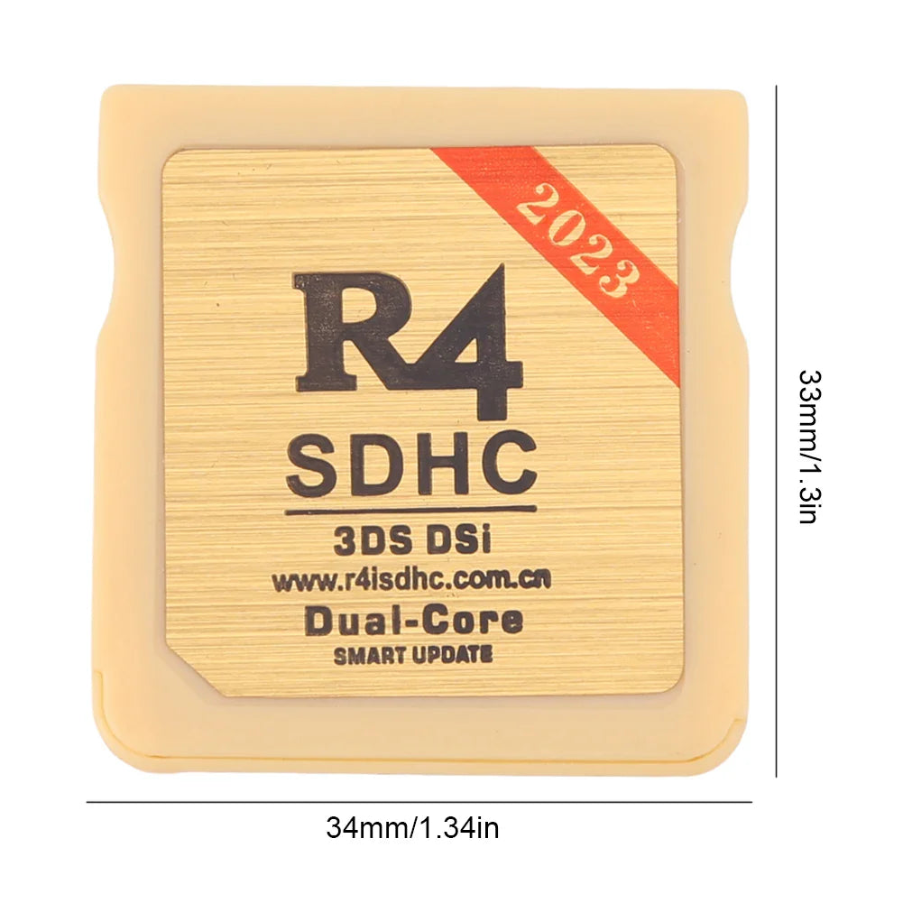 Secure Gold & White R4 SDHC Flashcard – Portable Memory Card for Nintendo 3DS Video Games