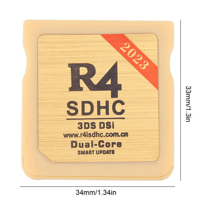 Secure Gold & White R4 SDHC Flashcard – Portable Memory Card for Nintendo 3DS Video Games