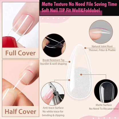 120Pcs Full Cover Press On Nail Tips: Stiletto Almond Square Coffin French False Fake Soak Off Gel Nail Extension Capsules