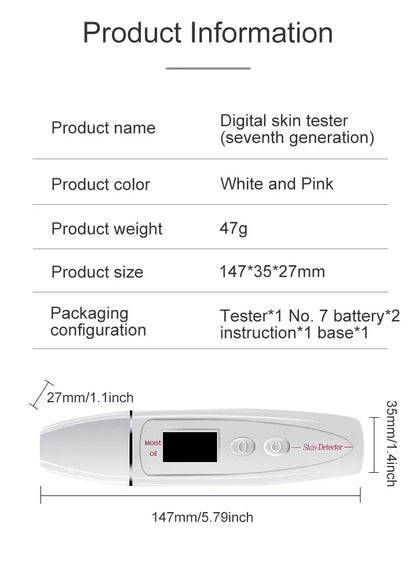 LCD Digital Skin Analyzer with Bio-Technology Sensor - Precise Oil & Moisture Tester for Skin Care Spa Monitoring
