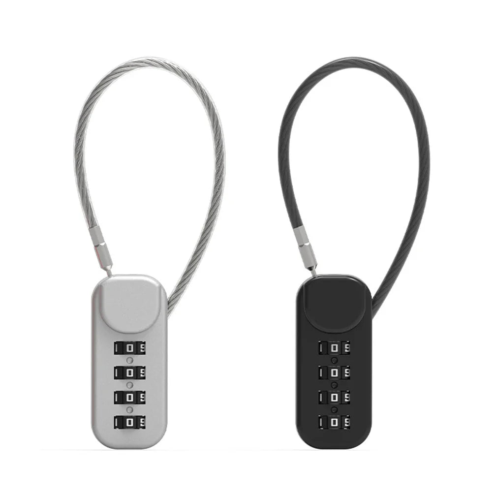 4-Digit Combination Cable Lock – Spring Coil Wire Rope Security Lock for Luggage, Backpack, Suitcase & Drawer Safety