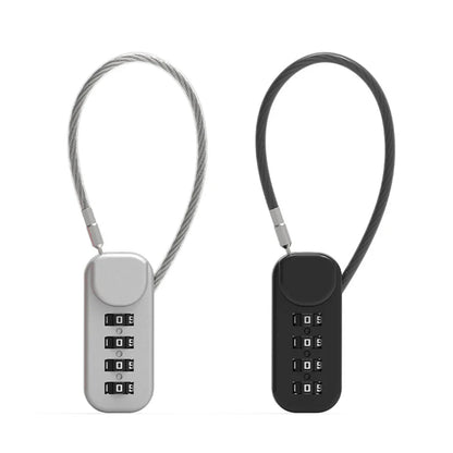 4-Digit Combination Cable Lock – Spring Coil Wire Rope Security Lock for Luggage, Backpack, Suitcase & Drawer Safety