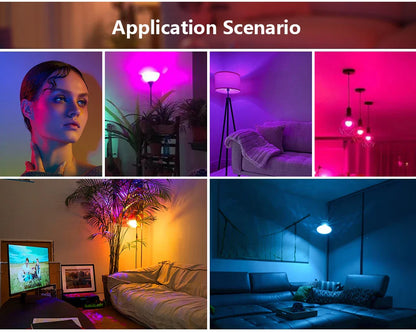 16-Color RGB LED Bulb E27 – Dimmable Multicolor 220V Household Lighting with 24-Key Remote & Neon Atmosphere Light