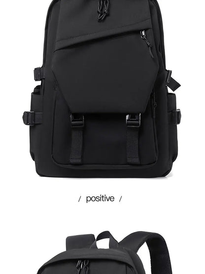 15 Inch Polyester Waterproof Men’s Backpack – Simple, Fashionable Student & Couple Computer Bag