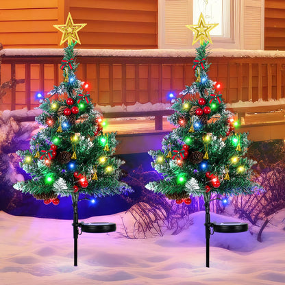 OurWarm Solar Christmas Tree Lights - 2PCS Waterproof 20-LED Outdoor Decor for Patio & Lawn