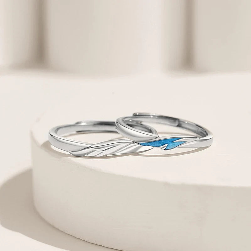 New Silver Couple Rings - Sun & Moon Adjustable Open Ring for Men & Women, Wedding & Fashion Jewelry Gift