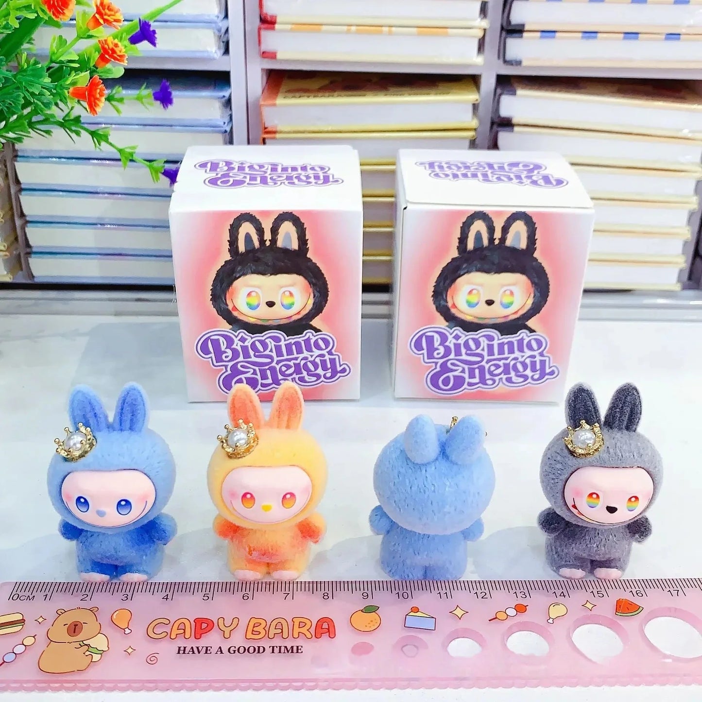 12pcs V3 Big Into Energy Cartoon Flocking Blind Box Cute Doll Desktop Ornaments Surprise Gifts for Kids