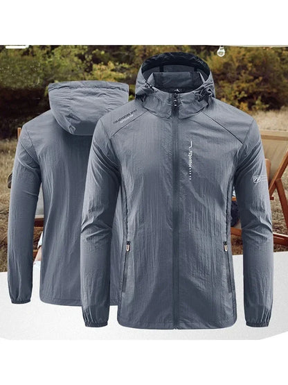 Men’s UPF 50+ UV Protection Jacket - Quick-Dry Lightweight Hooded Windbreaker for Hiking, Fishing and Cycling