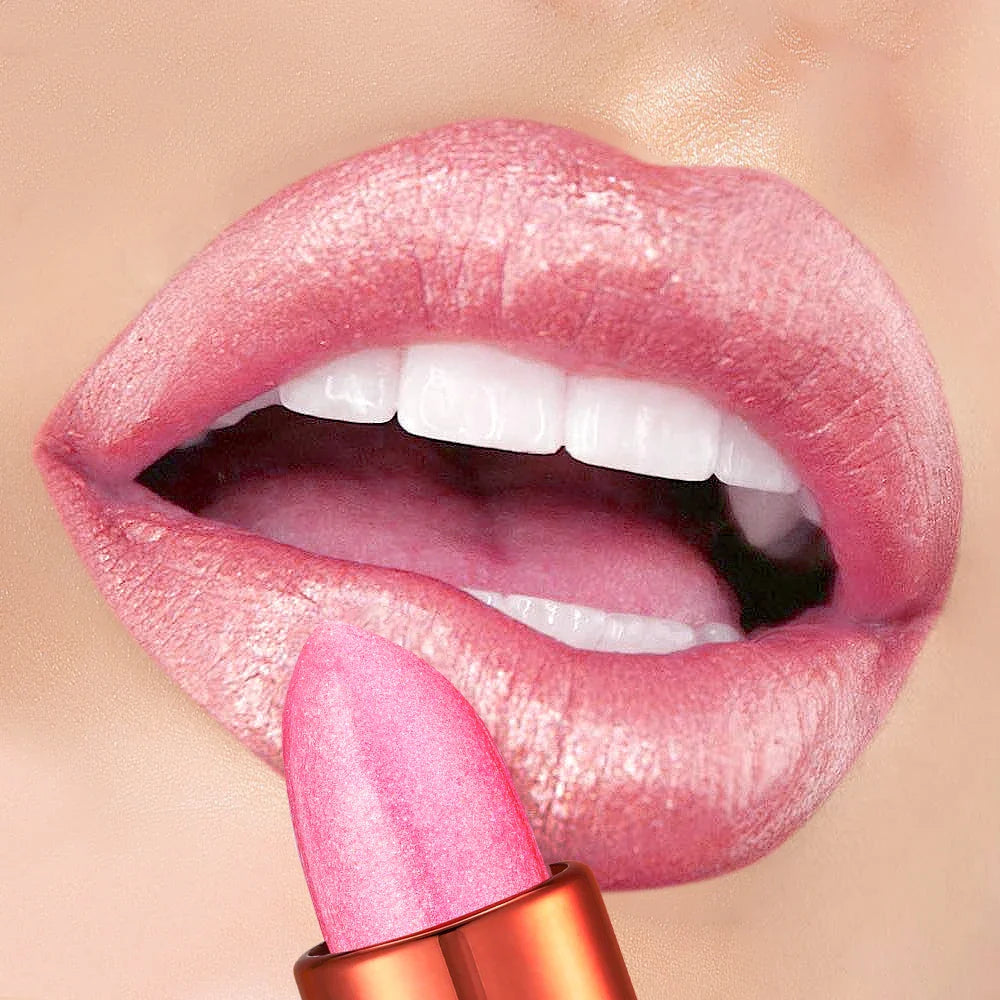 Rose Smoke Powder Lipstick – Glossy Velvet, Waterproof, Durable Starry Shine Lip Color