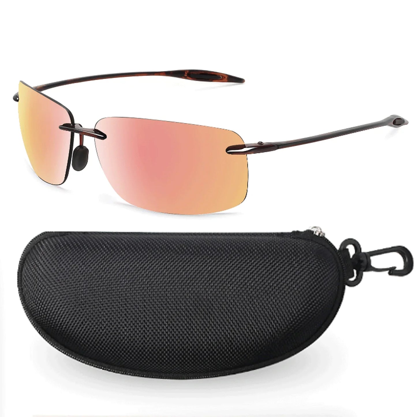 JULI Polarized Classic Sports Rimless Sunglasses – Ultralight Rectangle Frame for Men, Ideal for Fishing, Driving, UV400 Protection, Model MJ8009