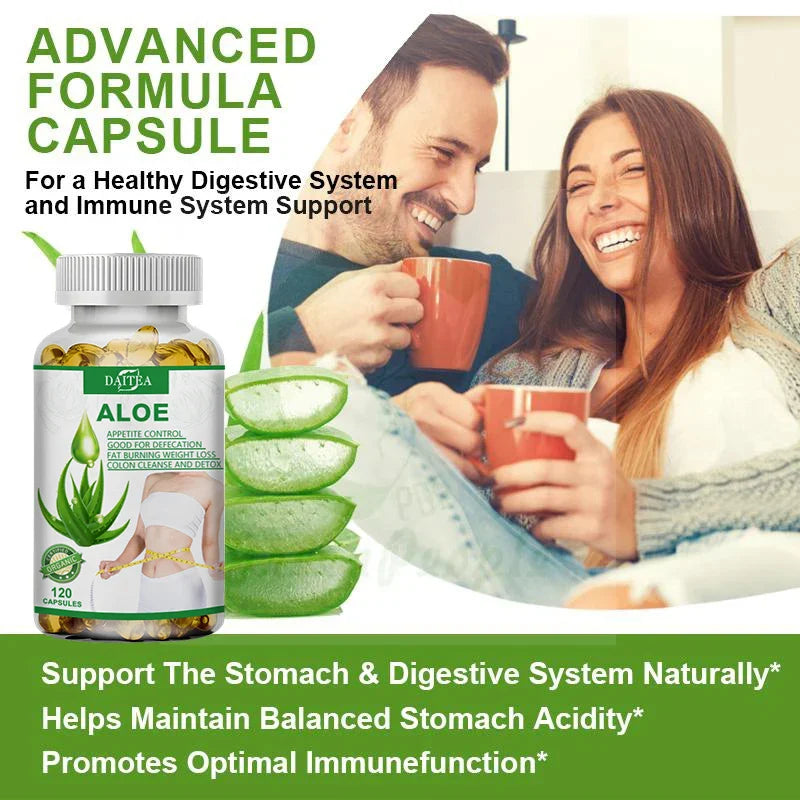 Aloe Vera Extract Capsules – Maximum Strength Detox, Acidity Balance & Immune Support, 120 Capsules