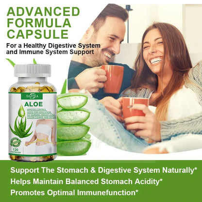 Aloe Vera Extract Capsules – Maximum Strength Detox, Acidity Balance & Immune Support, 120 Capsules