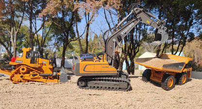 4WD RC Excavator Alloy Dump Truck Bulldozer | Remote Control Construction Vehicle Toy for Kids