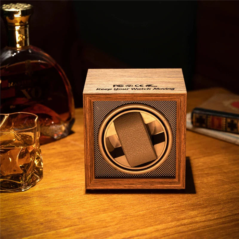 IBBETON Luxury Wood Watch Winder – 1 Slot High-End Automatic Watch Box with Mabuchi Motor & Storage Cabinet